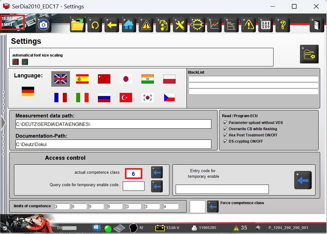 DEUTZ SerDia 4.0 18.02.00 — обновление для EMR4 / EMR5 (EDC17CV52 / MD1)