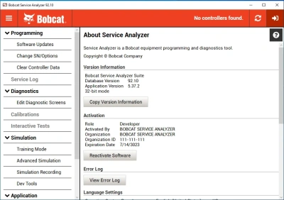 Bobcat Service Analyzer v92.00